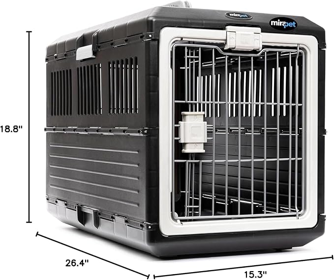 Pet Carrier & Crate, 26.4" L x 15.3" W x 18.8" H - Collapsible for Medium Cats and Dogs, Portable Hard Plastic Wall Kennel for Indoor/Outdoor Use