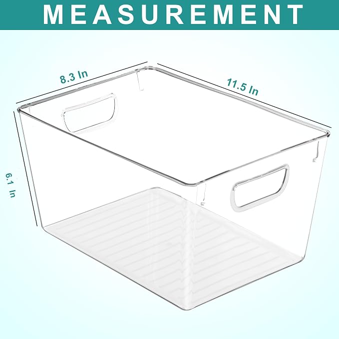 Utopia Kitchen Clear Organizer or Storage Bins - 4 Pack Pantry Organizers and Storage Bins - Extra Large Clear Storage Containers for Organizing Fridge, Kitchen Organization