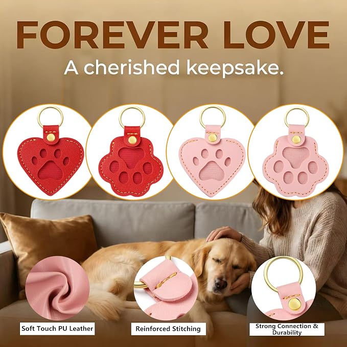 Pet Memorial Keychain for Dog: Heart Leather Keychain Holds 3g Pet Fur | LONANSHO Memory Pet Fur Keepsake Keychain - Holds 3g Pet Fur & 1.2" x 1.5" Photo - Memorial Gift for Dog Cat Owners