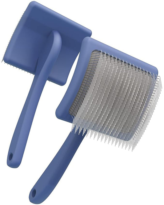 Slicker Brush for Dog, Doodles and Poodle Brush, for Tangles, Fluff Coat, Curly Hair Pets, Remove Loose Fur, Matts, Undercoat, Double Coat, 24mm Pins, 3.5''*2.4'' Head, Medium Size, Blue