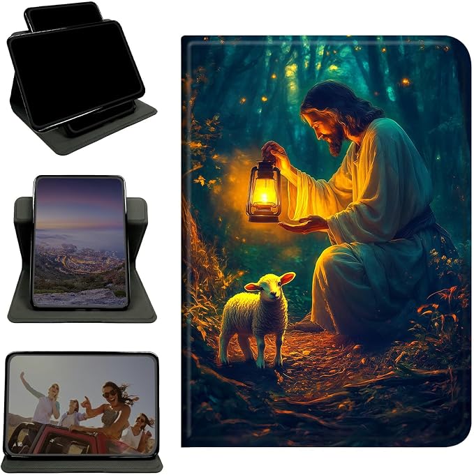 Case for Samsung Galaxy Tab S10 Ultra 2024/S9 Ultra 2023/S8 Ultra 2022 14.6", 360 Degree Rotating Stand with Multi-Angle Vertical Shockproof Protective Shell for Women Men, Man Sheep Forest