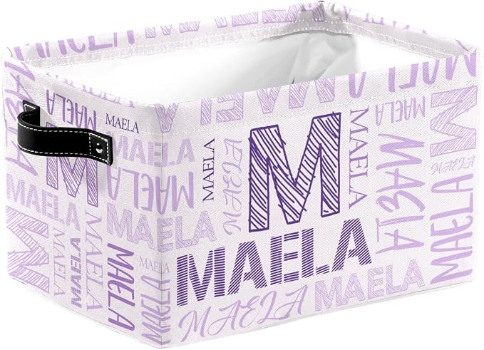 Foldable Personalized Storage Box for Boys Girls with Name Waterproof Kids Custom Storage Bin Baskets Cube Boxes Organizer with Handles for Organizing Shelf Closet, 1 Pack