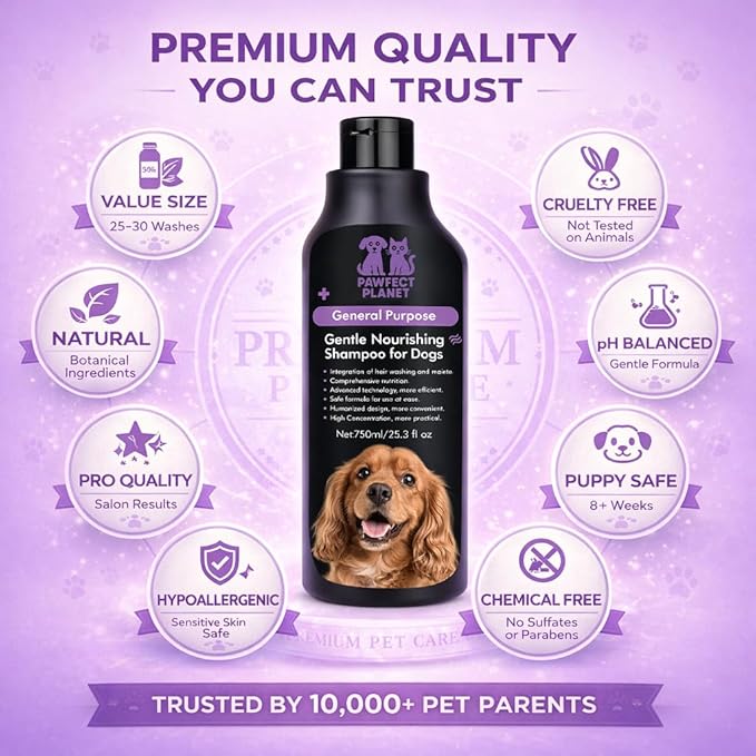 Dog Shampoo Oatmeal Aloe Vera - Gentle Nourishing Formula for Itchy Skin Relief - Natural Puppy Shampoo for Sensitive Skin Allergies - pH Balanced Pet Wash All Breeds 750ml