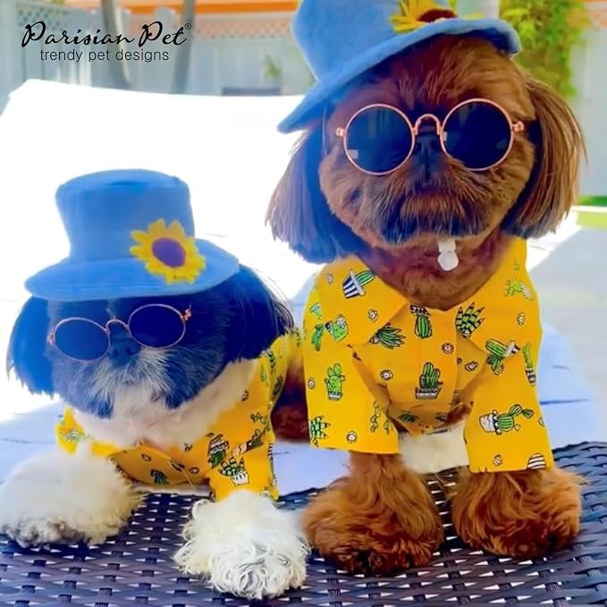 Parisian Pet Cactus Dog Shirt - Cotton Clothes for Large Dogs - Stylish Tropical Yellow Dog Outfit - Lightweight and Soft Puppy Clothes - Trendy Tshirts for Dogs - Comfortable Summer Camp Pet Apparel