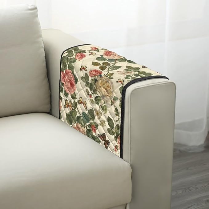 Rose Sofa Armrest Cover Stretch Couch Arm Covers Breathable Armrest Covers for Chairs Arms Protector Keep Home Clean Scratch-Resistant Sofa Arm Cover Protect Armchair Decor
