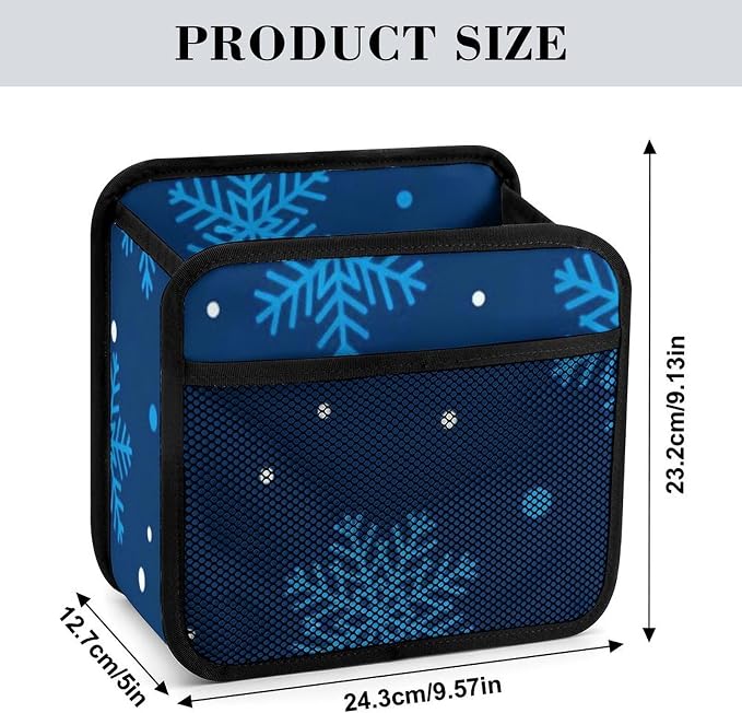 Car Back Seat Organizer Auto Headrest Backseat Storage Bag, Christmas | Snowflake Blue, Vehicle Trash Bag Can with Mesh Pocket, Waterproof Pu Leather Interior Accessories