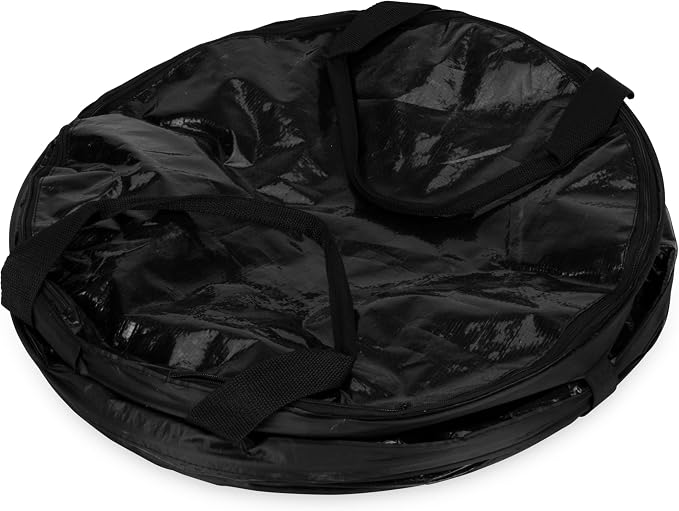 Camco Pop-Up Utility Container - Use as Collapsible Trash Can When Camping - Holds 30-Gallon Kitchen-Size Trash Bags - Stands 2-Ft Tall & Collapses for RV Storage and Organization (42893-A)