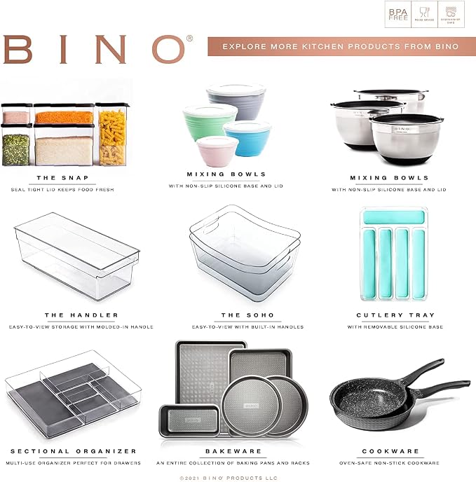 BINO Plastic Storage Bins - Small 4 Pack, White - THE SOHO COLLECTION - Pantry Organizers and Fridge Organizer