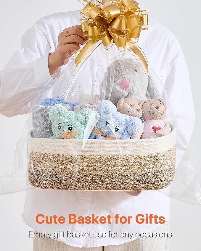 KALLAX Small Woven Storage Basket for Organizing, 13.5x9.5x5 inches, 3 Pack | Shelf baskets for closet organization, toy storage and home decor, Perfect as empty gift baskets for holidays, Gradient Brown