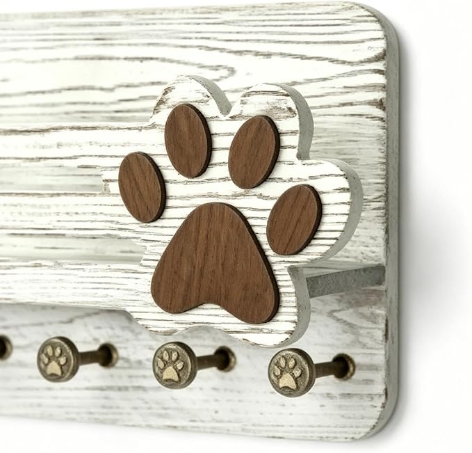 Dog Leashes Hanger 6 Hooks Floating Shelf Decorative | Door Key Holder Hanger for Indoor Home Living Room Kitchen Bedroom Apartment Hallway