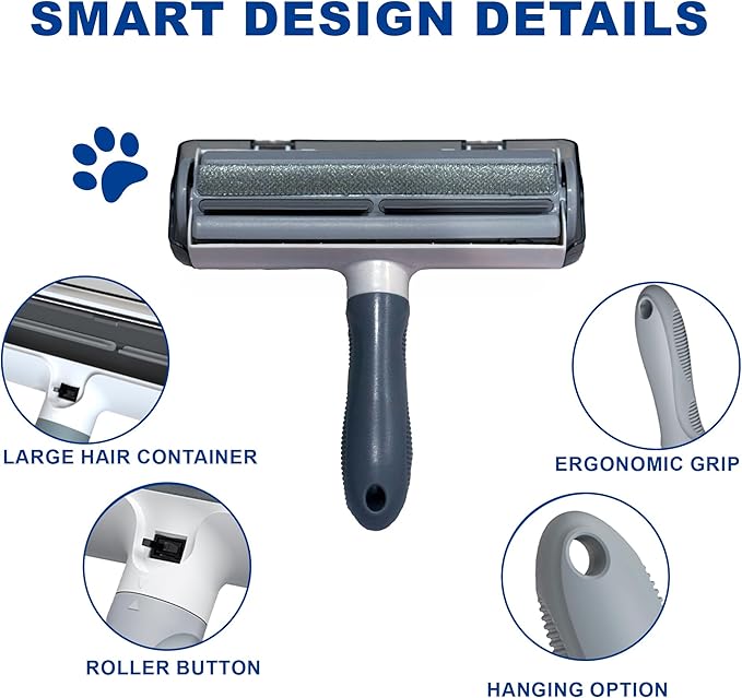 Reusable Pet Hair Remover Roller – Self-Cleaning Lint Brush with Built-in Container, No Refills – for Couch, Furniture, Bedding, Rugs & Car Seats
