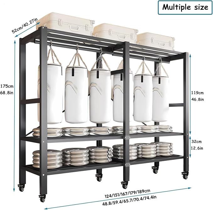 59in Heavy Duty Portable Closet with Black Cover | Foldable Covered Clothes Rack for Hanging Armoire Wardrobe Closet System Freestanding Coat Storage Garment Racks