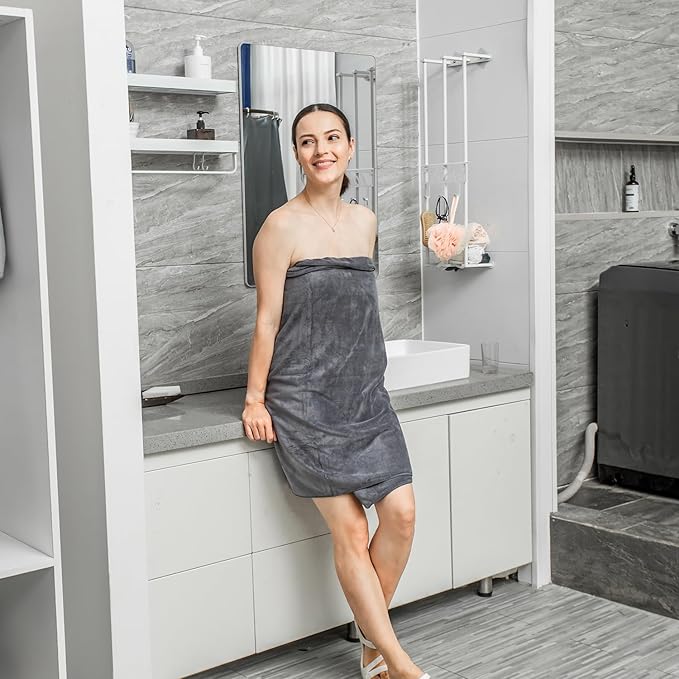 JML Bath Towels Set 6 Pack (30" x 60") - Extra Large Microfiber Bathroom Towel, Absorbent, Quick Drying for Adult, Swim, Gym, Spa, Fitness, Sports, Yoga, Grey