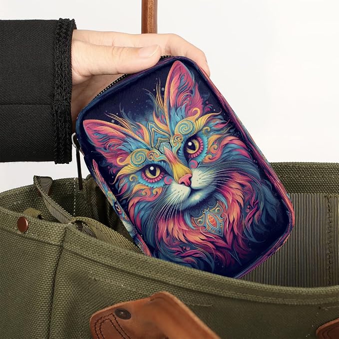 Pill Organizer Box Cat Pet Starry Sky 7-Day Weekly Medicine Pill Case Travel Pill Container Portable Pill Holder Storage Purse Bag Small Compact Size for Vitamin Supplement Birth Control