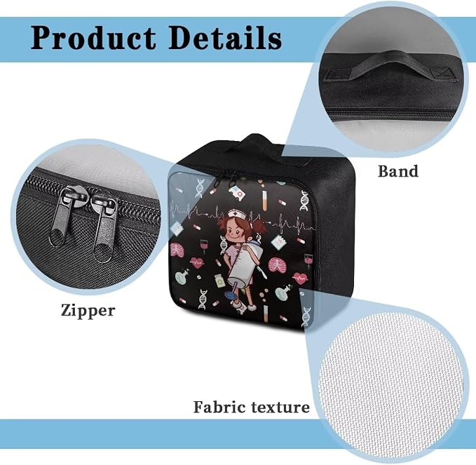 Cute First Aid Bag Empty Large Nurse Girl Medical Equipment Bag Medical Kit Bag Empty Portable Medicine Organizer Zipper Pouch for School Kids College Dorm Student Traveling