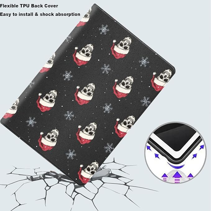 Tablet Case for iPad Air 13" M3/M2,iPad Pro 12.9" 6th/5th/4th/3rd Generation,Shockproof Protective Cover with Stand,Auto Wake/Sleep,Christmas Skull