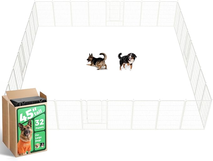 FXW Rollick Dog Playpen, Indoor, Yard & RV Camping, 45" H, 32 Panels | Easy setup, Heavy-duty, DIY layouts, for Large Dogs, Patented
