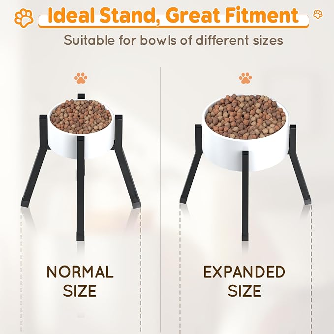 Piskyet Raised Dog Bowl Stand with Adjustable Width 6-8"(Bowl Not Included) | Single Food and Water Stand Feeder,Adjustable Elevated Dog Bowl for Small Sized Dogs
