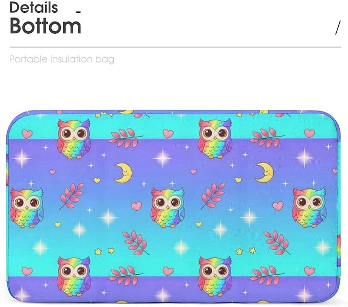 Reusable Insulated Cooler Lunch Tote, Owl Moon Purple | for Outdoor Use, Portable and Spacious, Leakproof Food Storage Bag, for Drinks Meals Fruits