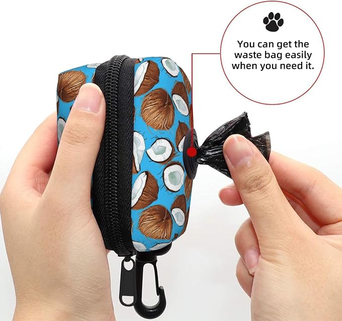 Coconut Pet Waste Bag Dispenser 0.2L | Portable Dog Poop Holder Waste Bag With Zipper Park Doggy Walking Accessory