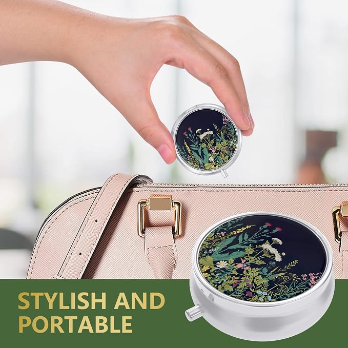 Nipichsha Pill Box, Small Pill Case for Purse & Pocket, Cute Travel Medicine Organizer, Portable Medicine Container Holder to Hold Vitamins, Medication, Fish Oil & Supplement, Dandelion | Cute Travel Medicine Organizer, Portable Medicine Container Hold...