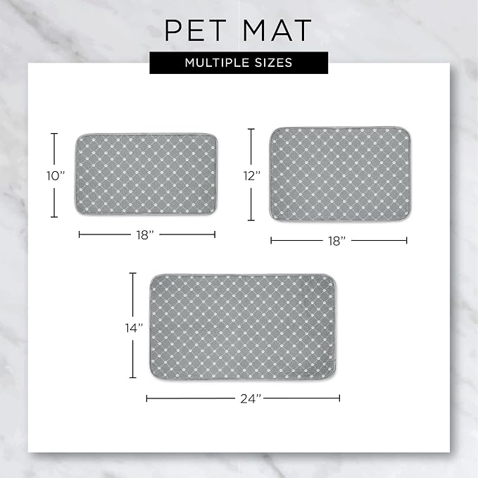 Bone Dry Machine Washable, Ultra Absorbent Pet Mat, 10x18, Gray Trellis Print