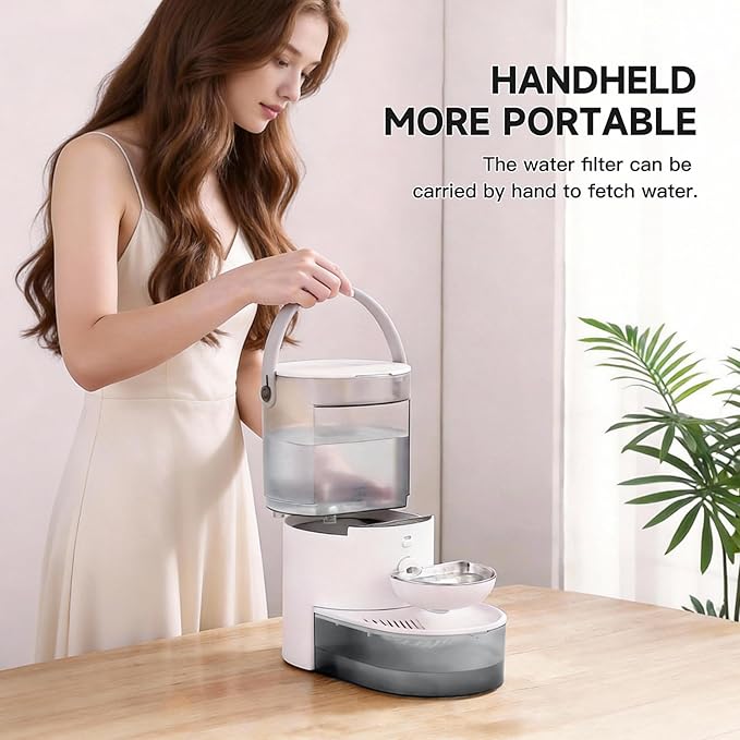 Cat Water Fountain No Filters Wastewater Wireless Stainless Steel Cordless Pet Dispenser Fountains for Cats Indoor Catit Bowl Dogs Bowls Separation Smart 3.8L Large Rechargeable Automatic Small Dog