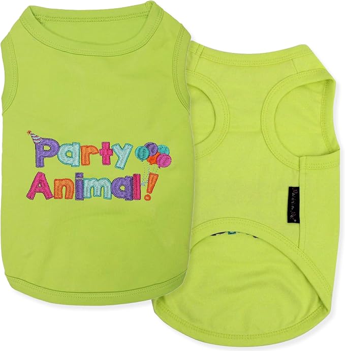 Parisian Pet Dog Shirt – 100% Cotton Shirts for Small Dogs – Sleeveless Puppy Clothes – Lightweight Party Animal Dog Apparel – Breathable Clothes for Dogs - Stretchy Pet T Shirts