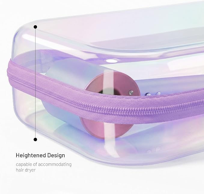 Clear Hard Shell Organizer Cases, 2 Pack | Iridescent PET shell with water-resistant, scratch-resistant surface for travel, toiletries, electronics and daily essentials