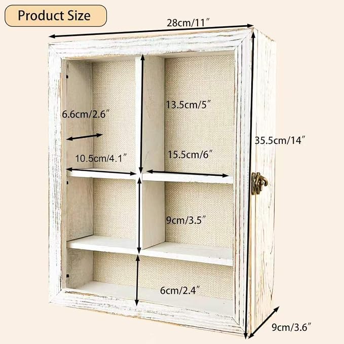Solid Wood 11x14 Pet Memorial Shadow Box Frame with Adjustable Shelves Paw Print Kit Pet Urn Ashes Display Case White Dog Memorial Gifts for Loss of Dog