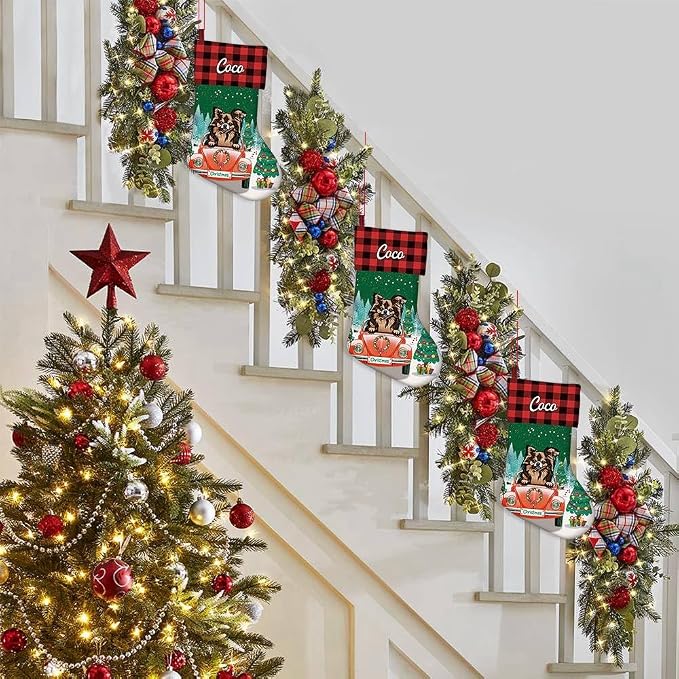 Personalized 1 Pack Christmas Stocking Dorable Pit Bull Dog Stocking Christmas Tree Winter Fireplace Holiday Decoration 14"