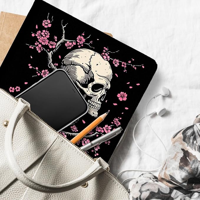 for Microsoft Surface Pro 11/10/9-13" 2024/2022 Tablet Case,Auto Wake/Sleep,Adjustable Stand Protective Cover - Skull Cherry Blossom