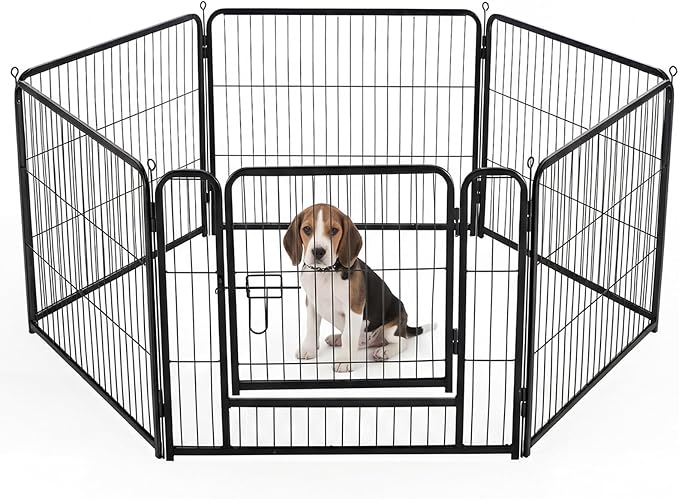 DUMOS Dog Playpen 24 Inch 6 Panels Indoor Outdoor Metal Pet Fence | Foldable Dog Play Pen with Door, Portable Exercise, RV Camping, Puppy Small Dogs