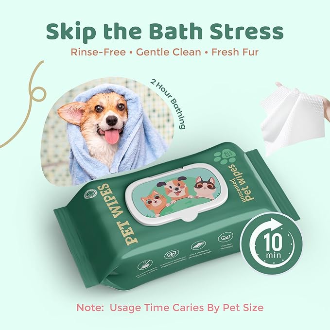 NAVZA® Dog Wipes for Dogs and Cats - Extra Large & Thick Pet Wipes, Moisture-Rich Hydrating Wipes, Hypoallergenic & Rinse-Free Wipes for Body, Face, Paws, Butt, Ears & Eyes - (7.87 x 7.87 in)