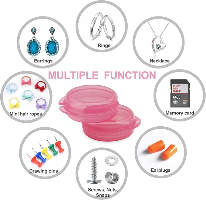 UHOUSE Small Pill Box (3 Pack), Daily Mini Pill Organizer Portable for Purse Pocket,Travel Pill Case Medicine Storage Container Earplug Case (Pink)