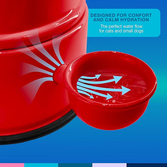 Pet Water Dispenser for Dogs and Cats, 47.3 oz – Gravity-Fed Aluminum Water Bowl, Prevents Wet Fur, Provides Continuous Fresh Water, Electrostatic Coated Finish, Vida Mansa (Red)