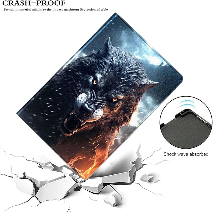 for Samsung Galaxy Tab E 9.6" Tablet Case 2015(SM-T560/T561/T565/T567),Premium Leather Folio Stand Auto Wake/Sleep,Multiple Viewing Stand,Dark Fierce Wolf