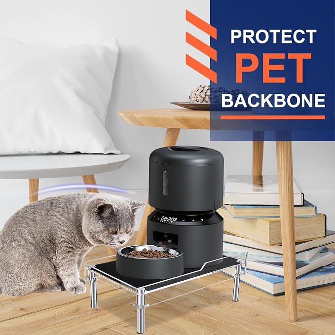 Beautyflier Raised Dog Feeder Stand Elevated Holder for Automatic Cat & Dog Feeders Pet Water Bowl Dispenser Stand Adjustable Fits Small Jugs Holds 5KG, Black (Holder ONLY)