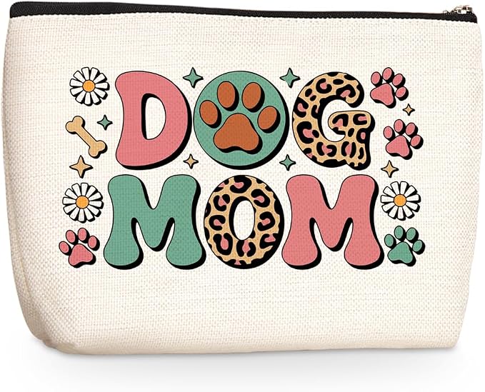 Wenboco Dog Mom Gifts for Women Makeup Bag, Flower Travel Cosmetic Bag | Dog Lovers Gifts for Women, Pet Owner, Portable Pouch Purse Travel Essentials Toiletries Accessories?Christmas Birthday Gift