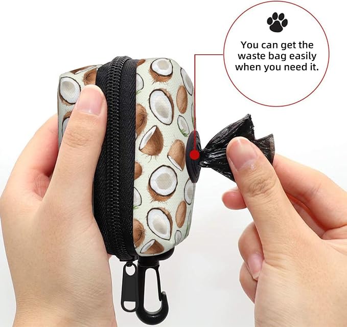 Coconut Pet Waste Bag Dispenser 0.2L | Portable Dog Poop Holder Waste Bag With Zipper Park Doggy Walking Accessory