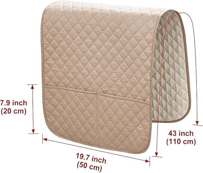 Armrest Covers Arm for Chairs Couch Sofa Armchair Slipcovers Recliner Organizer Non-Slip Chair Bedside Storage Caddy Holder 2 Pockets Magazines Waterproof(Beige)