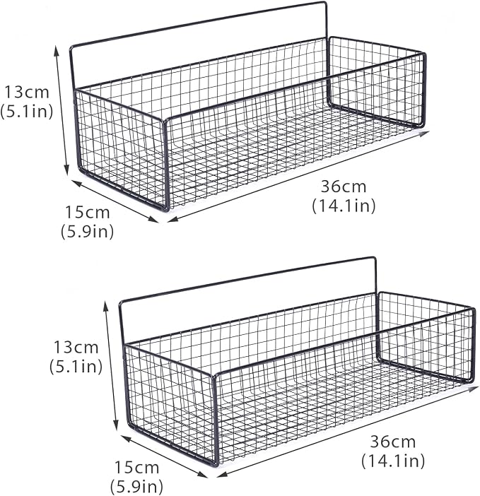 Bath Toy Storage, 2 Pack Metal Mesh Bath Toys Organizer for Bathtub Wall & Shower, Large Capacity Shower Toys Holder with Rustproof Hanging Basket Design for Restroom, Toilet, Bathroom, Kitchen-Black