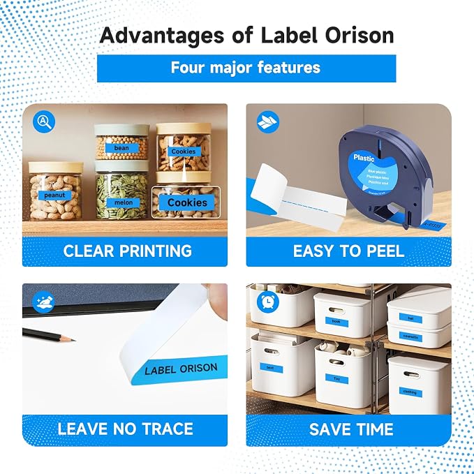 Replace for Dymo Label Maker Letratag Tape Refills 91332 91333 91334 91335 LT Plastic Cassette,1/2 Inch X 13Feet,5pack
