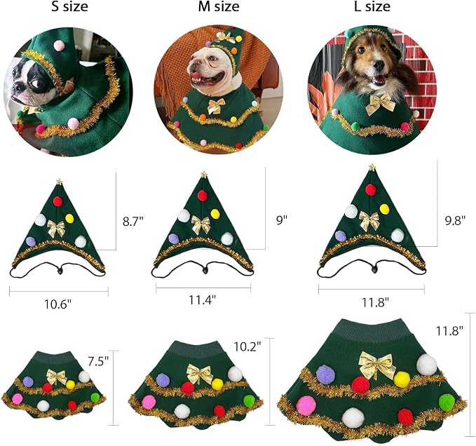 Christmas Pet Outfit，Custom Fit Holiday Clothes for Dogs & Cats,Soft, Comfortable & Festive Apparel,Perfect for Holiday Photos & Parties – Size L fits Pets Weighing 8–11 lbs
