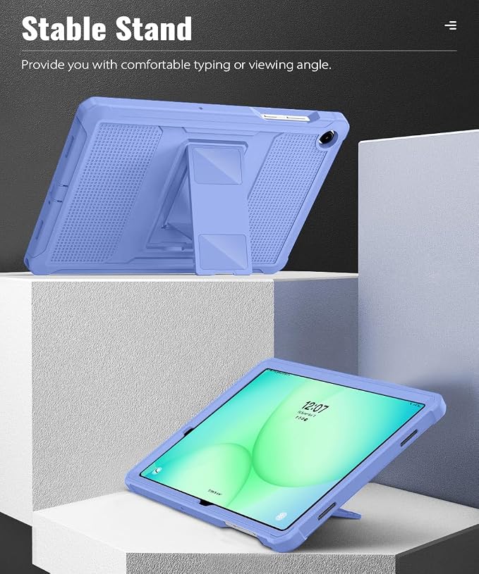 MoKo Shockproof Case Fit Samsung Galaxy Tab A11+ Plus/ A9+ 11 Inch | Full Body Rugged Stand Back Cover with Built-in Screen Protector for Galaxy Tab A11+/ A9+ Tablet, Lavender Purple