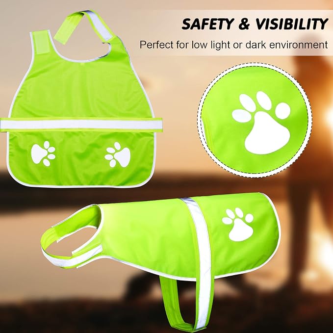 Geyoga 2 Pcs Reflective Dog Vest Adjustable Safety Vest,L,Orange, Yellow | Pet High Visibility Apparel, Blaze Fluorescent, Dog Service Jacket Clothes Safeguard, for Hunting Outdoor Walking Night