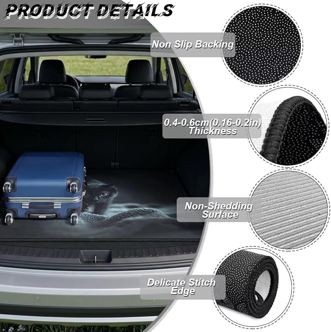 All Weather Cargo Mat for Most Cars SUV Black Cat Car Trunk Mat Full Coverage Trunk Protection Cargo Liner with Non Slip Backing Suitable Travel Picnic Camping (Black)
