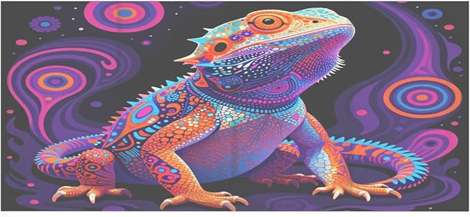 Yuiboo Multi-Compartment Storage Multi-Use Divided Organizer | Compact for Classroom Stationery Bearded Divine Beast Colorful Design for Exotic Pet Enthusiasts