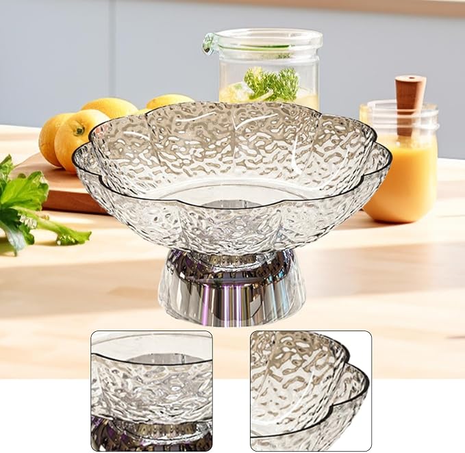 Fruit Bowl Pedestal Bowl Footed Wedding Fruit Stand Multipurpose Storage Organizer for Kitchen Counter Snack Bread Dessert, C White and Silver