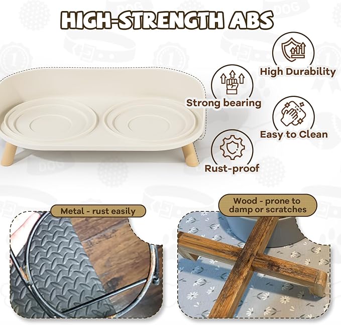 Raised Dog Feeder Bowl Stand - Elevated Dining Table for Small and Medium Dogs and Cats - Fits Food and Water Dish up to 6" Diameter - Milky White (Bowls Not Included)